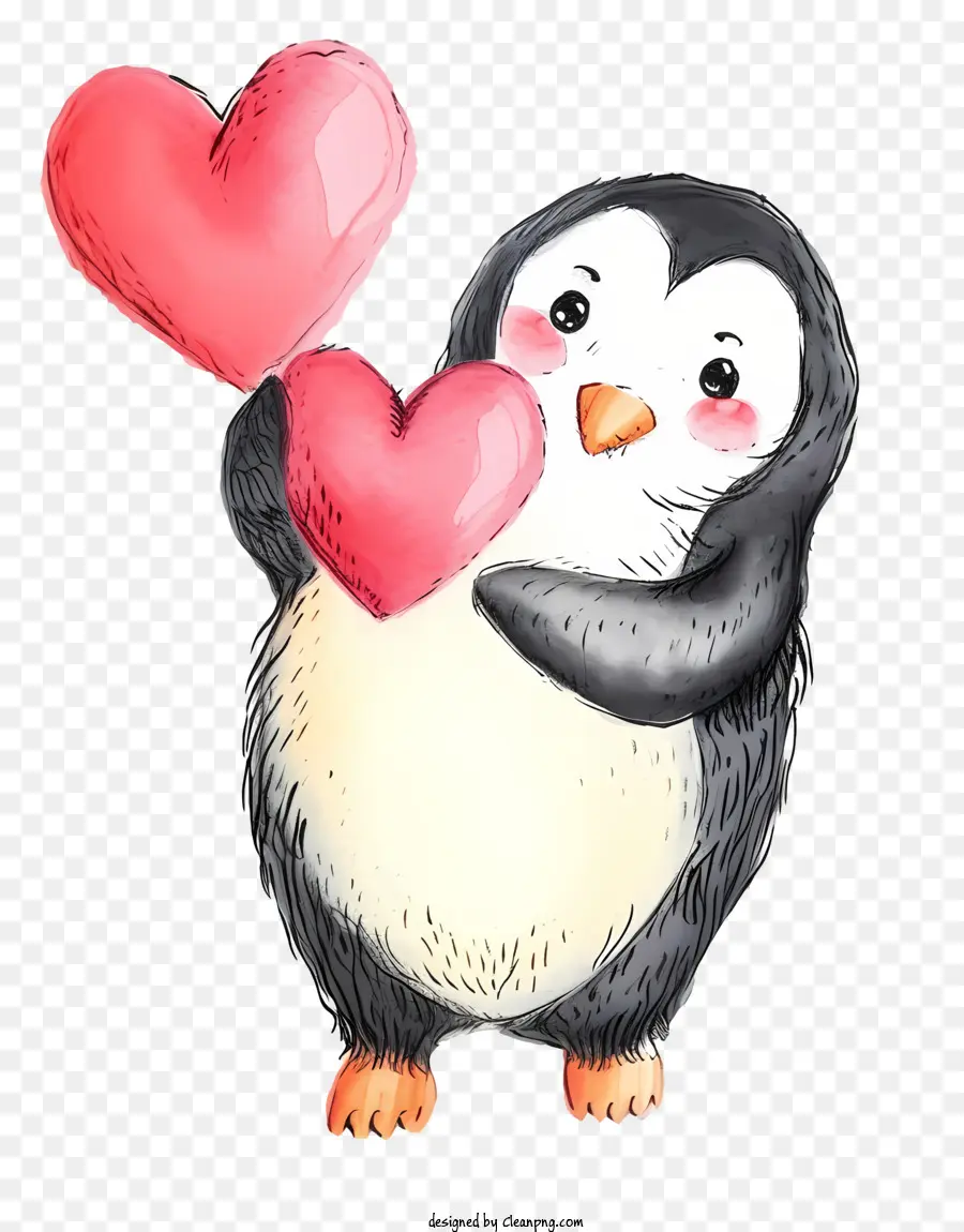 เพนกวินวาเลนไทน์ที่วาดด้วยมือ，น่ารักกเพนกวินตบเพนกวิน PNG