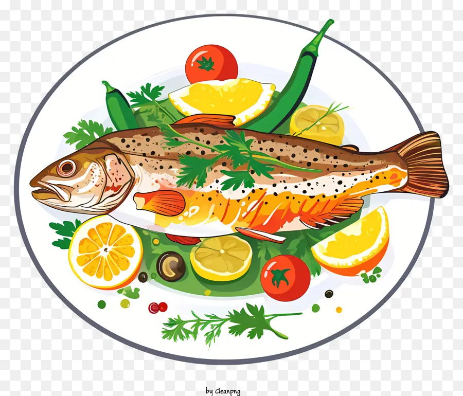 จานปลาแบบง่ายๆศิลปะเวกเตอร์，สูตรปลา PNG