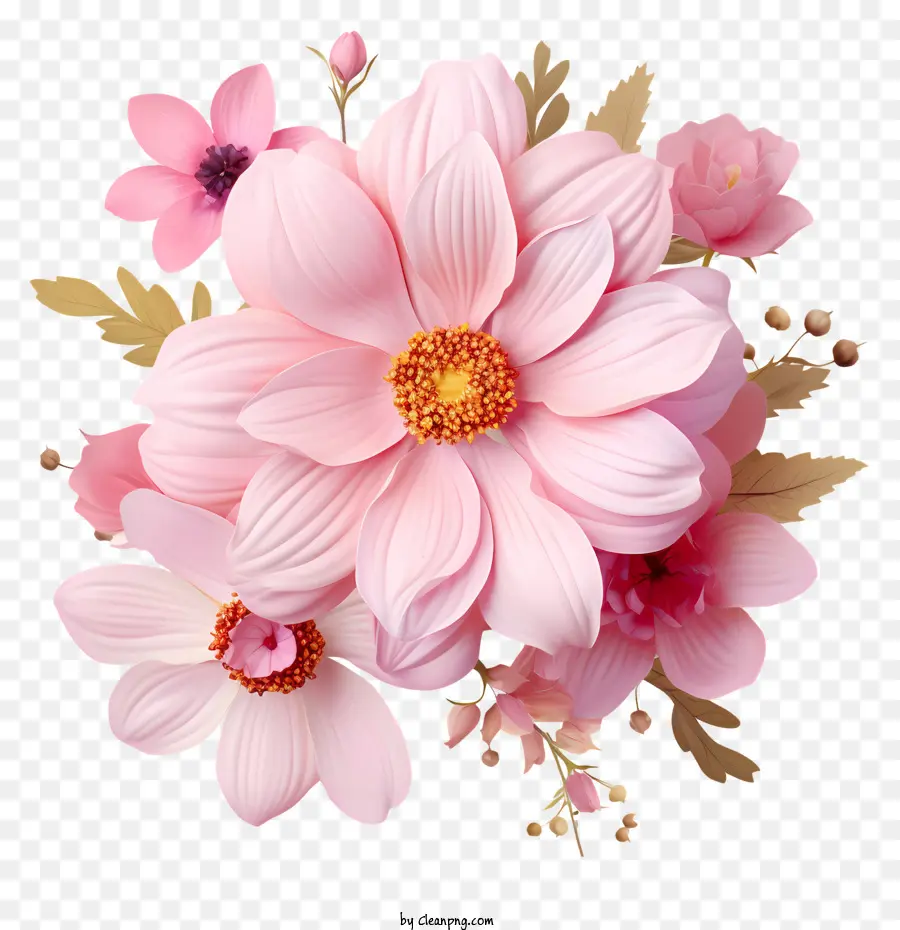 ดอกไม้สีชมพูแบน，ช่อดอกไม้ PNG