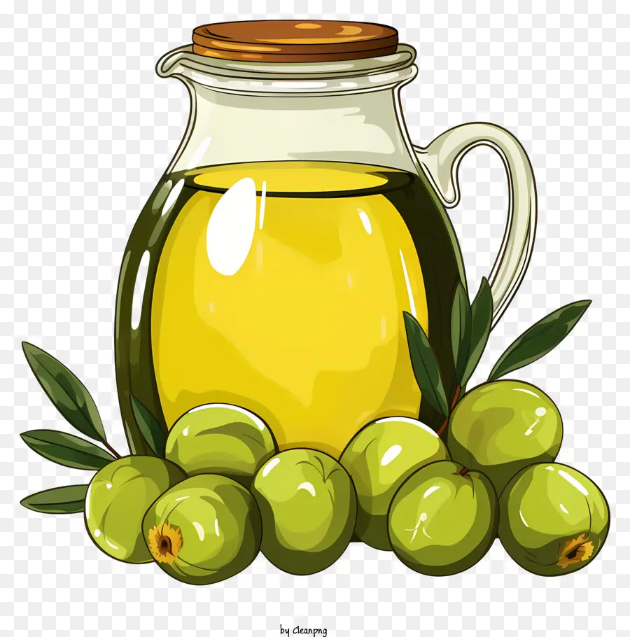 Doodle Style Green Olives ใน Jar，น้ำมันมะกอก PNG