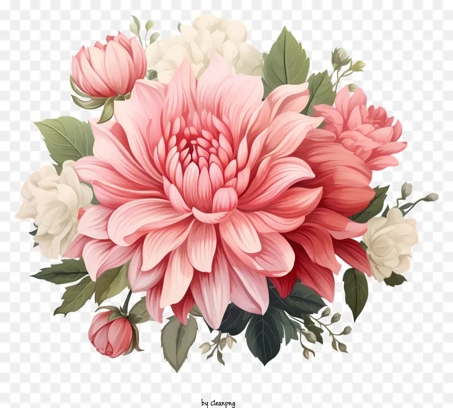 รูปแบบร่างดอกไม้สีชมพู，ช่อดอกไม้ PNG