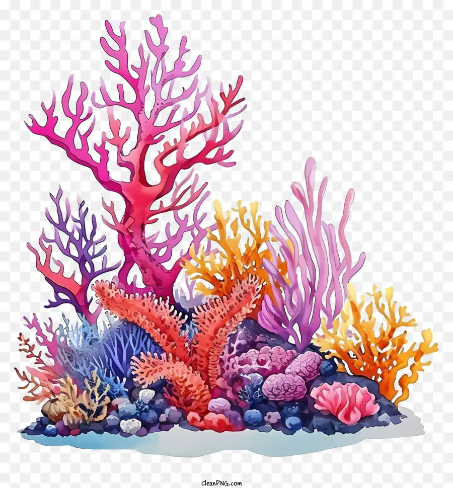 แนวปะการังสีน้ำ，ภาพวาดภูมิทัศน์ใต้น้ำ PNG