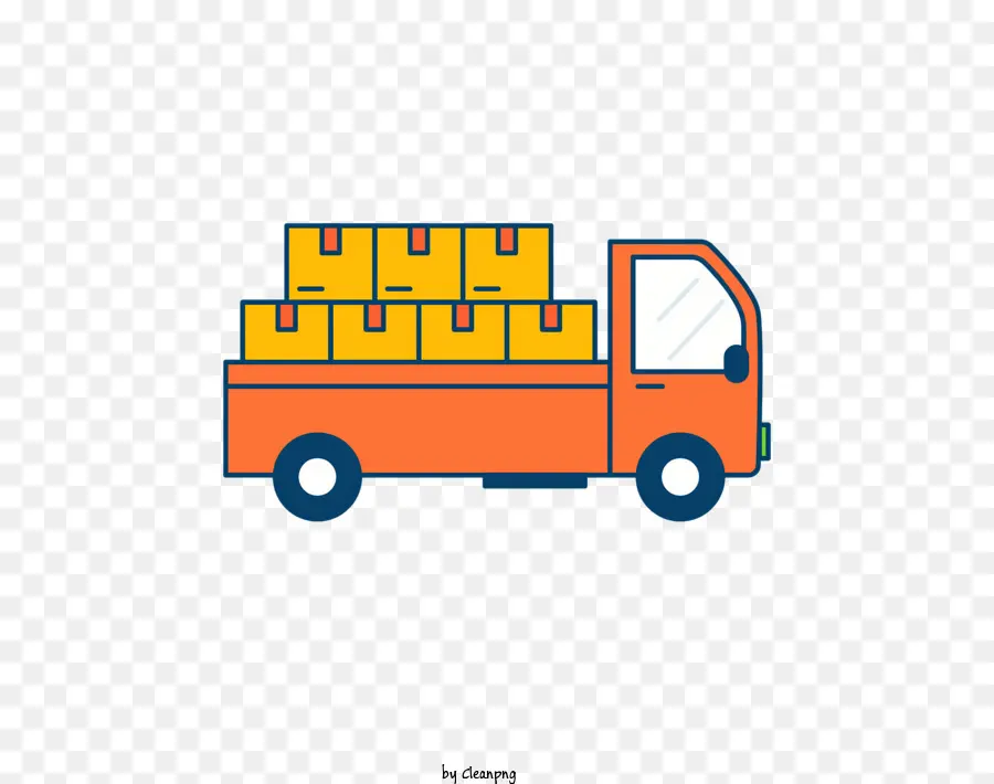 ส่งของรถบรรทุก，รถบรรทุกสีส้ม PNG