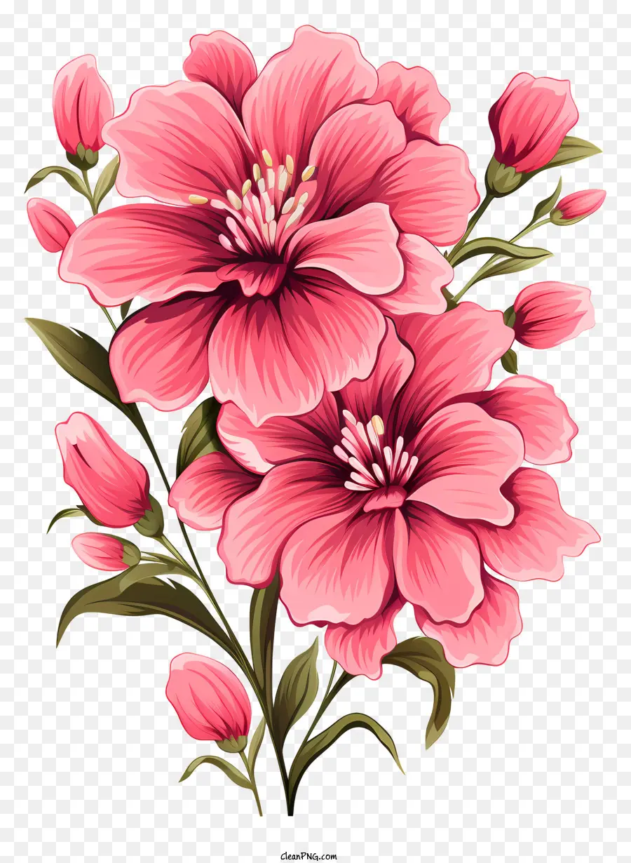 Doodle Style Flower，ดอกไม้สีชมพู PNG
