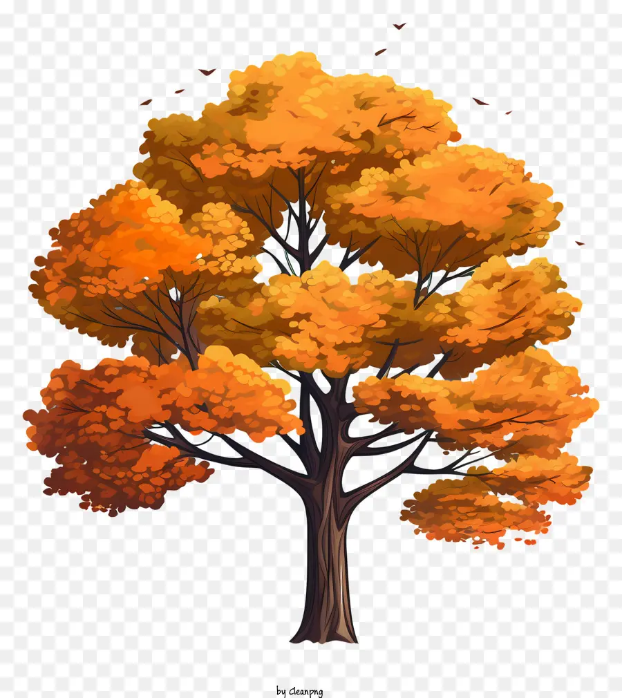 Sketch Style Autumn Tree，ต้นไม้สีเหลือง PNG