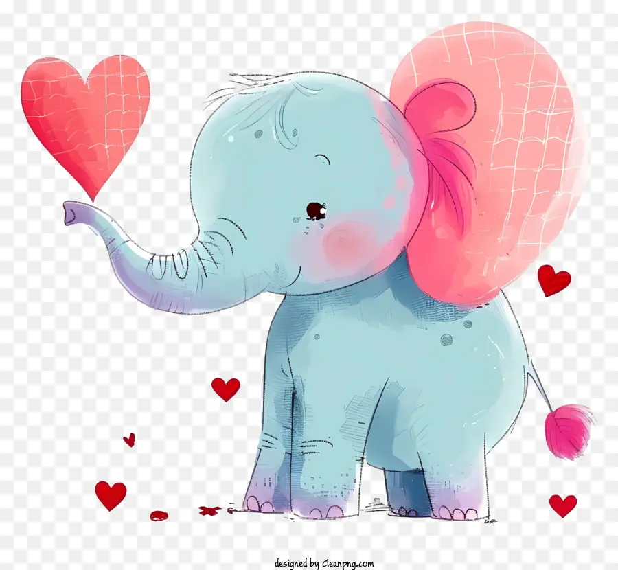 น่ารักช้าง，สีชมพูหัวใจ PNG