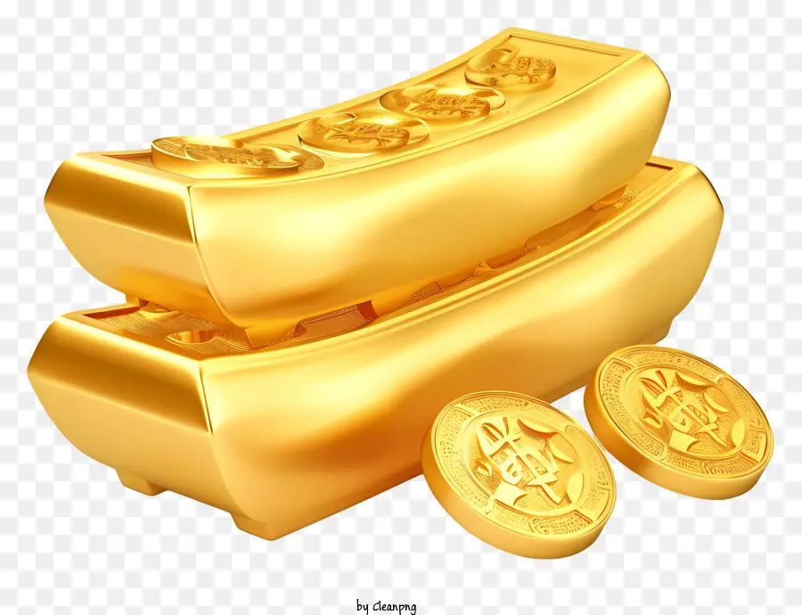 ภาพการ์ตูน 3d จีนทองคำ，กล่องชุบทอง PNG
