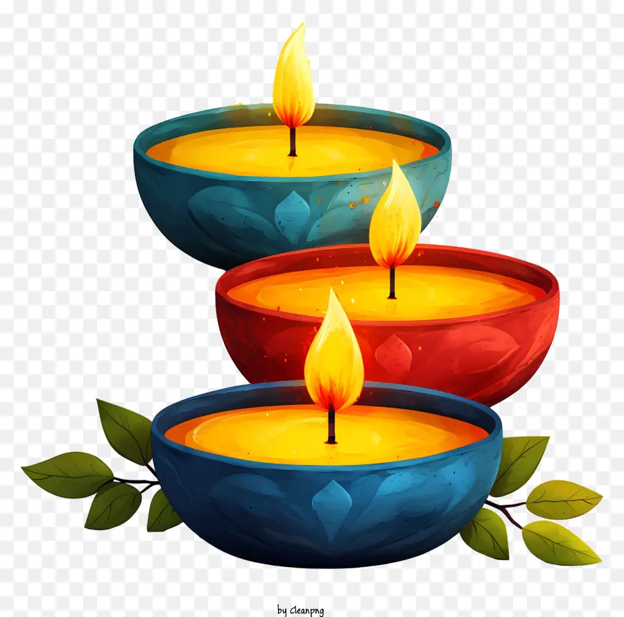 Diwali ตะเกียง，เทียนสีสันสดใส PNG