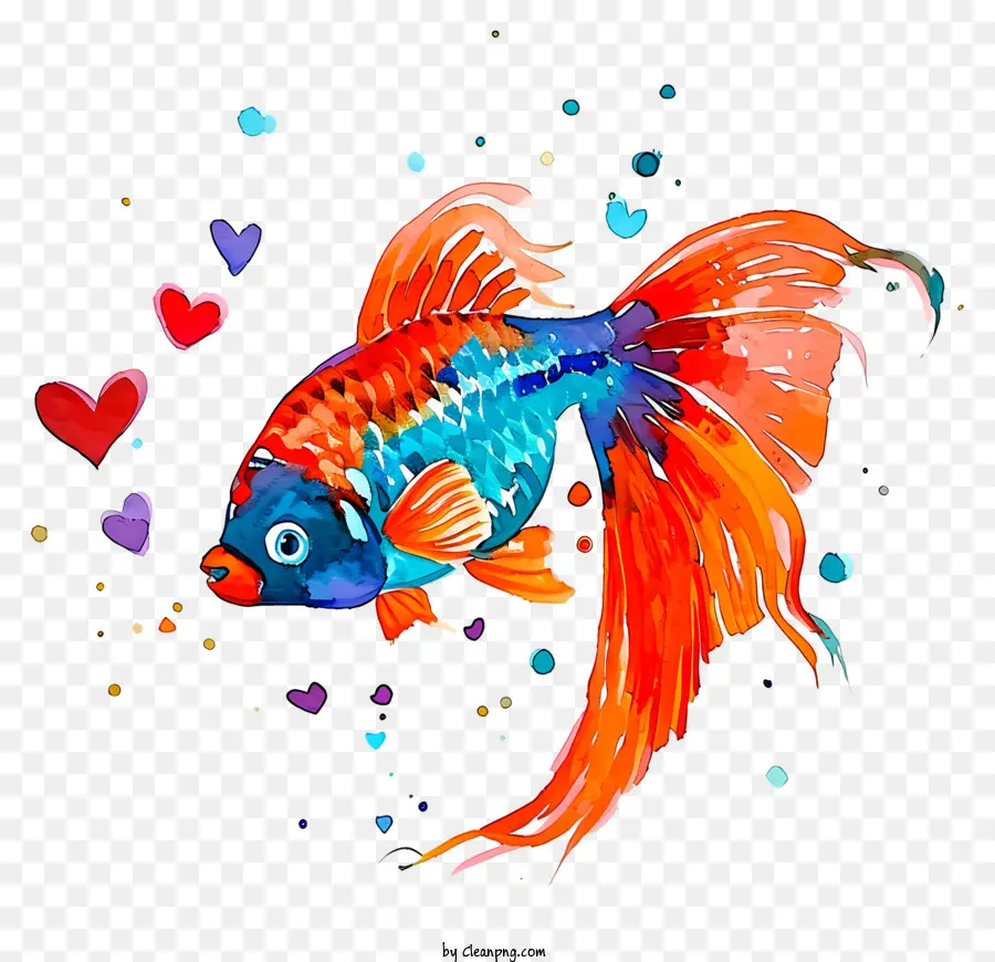 ปลาวาเลนไทน์สีน้ำ，ปลา Illustration PNG