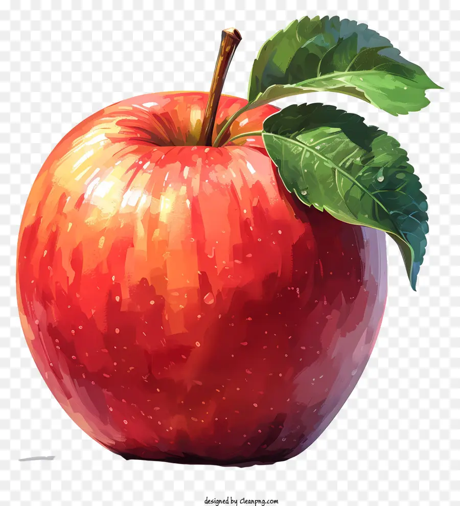 แอปเปิ้ลสีแดง，ใบไม้ติด PNG
