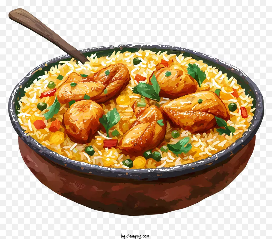 ไก่สีน้ำ Biryani，ชามข้าว PNG