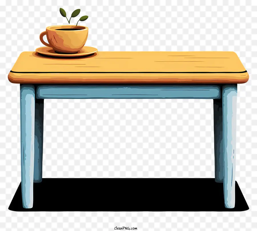 โต๊ะการ์ตูนสีพาสเทล，โต๊ะไม้สีฟ้า PNG