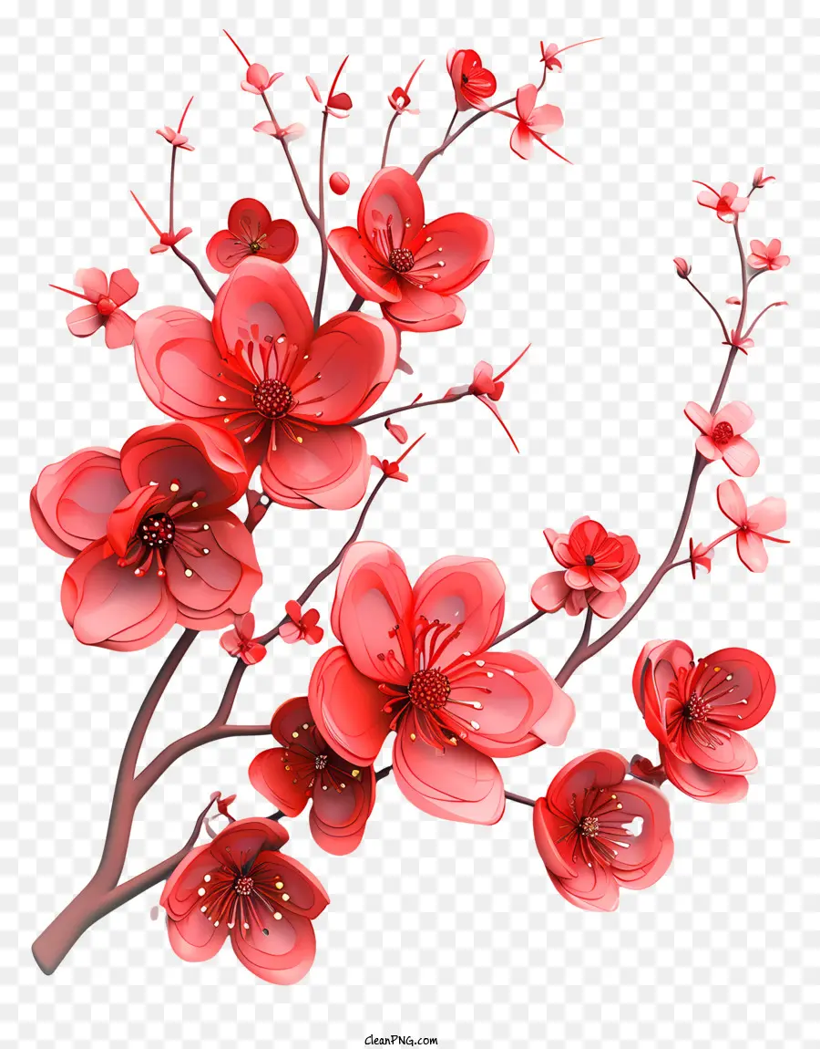 ศิลปะดอกไม้ปีใหม่จีน，เชอร์รี่ออกเบ่งบานต้นไม้ PNG