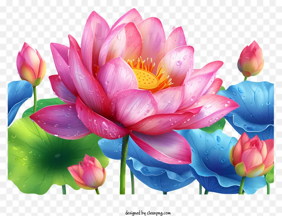 สีดอกบัวสีหลายสี，กบัวที่ส่งดอกไม้ PNG
