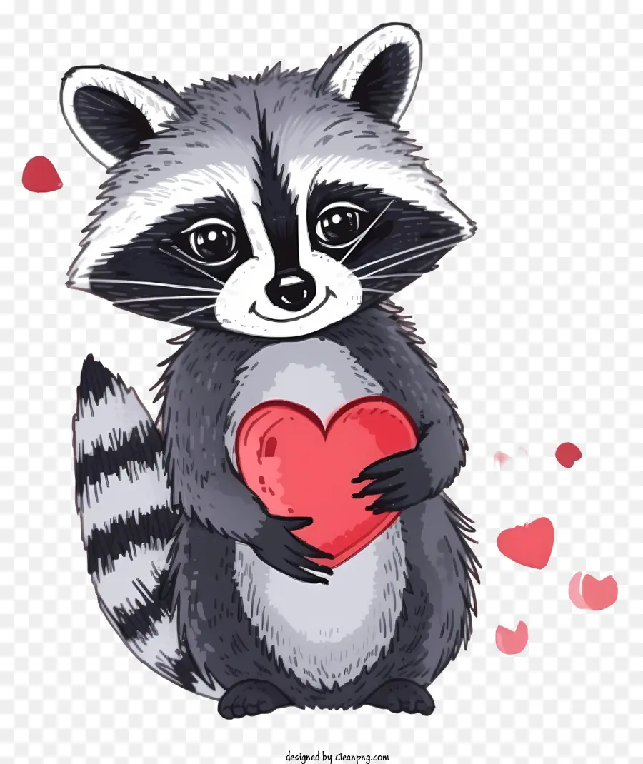 Valentine Raccoon Vector Design Design，แรคคูนน่ารัก PNG