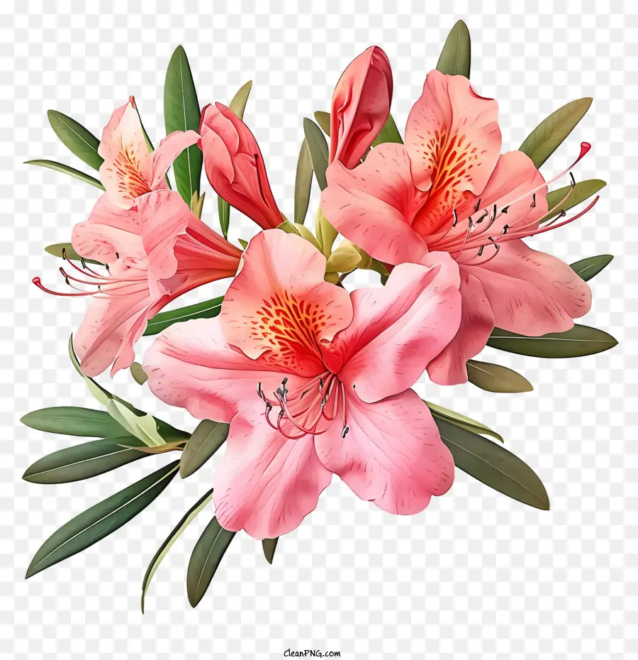 ในรูปแบบของภาพประกอบโรแมนติก，ดอกไม้ Azalea หรูหรา PNG