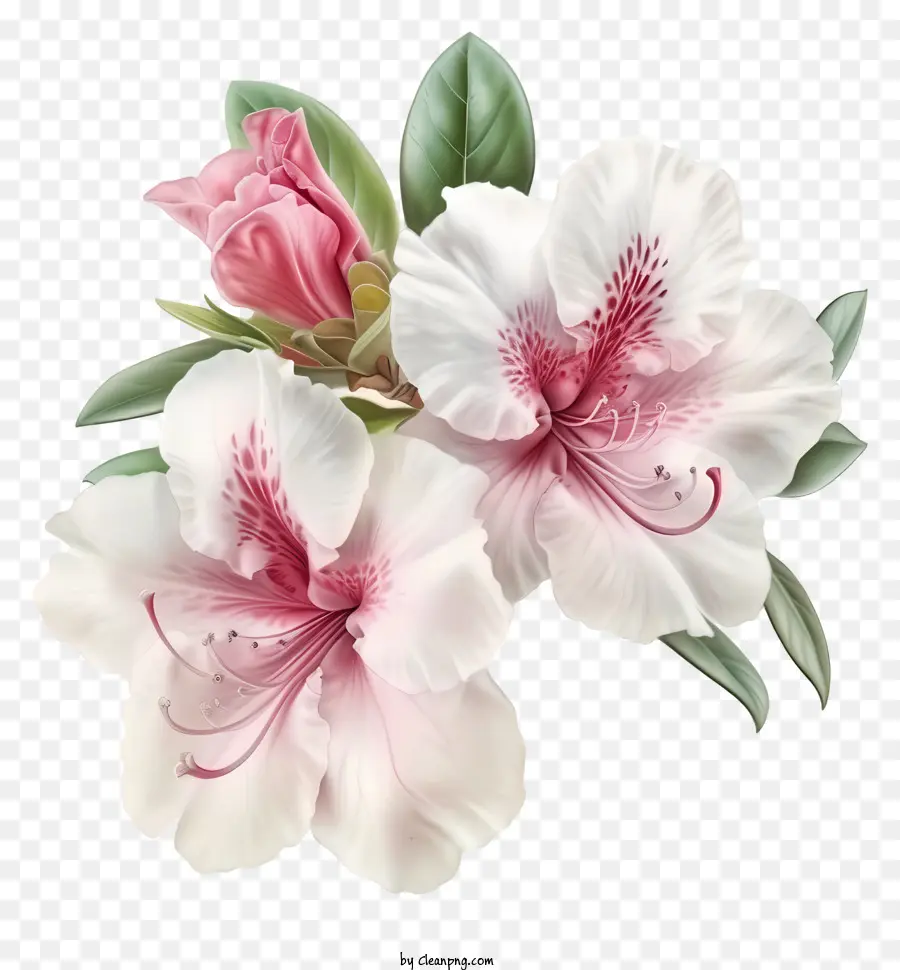 ดอกไม้ Azalea ที่สง่างาม，ดอกกุหลาบสีขาว PNG