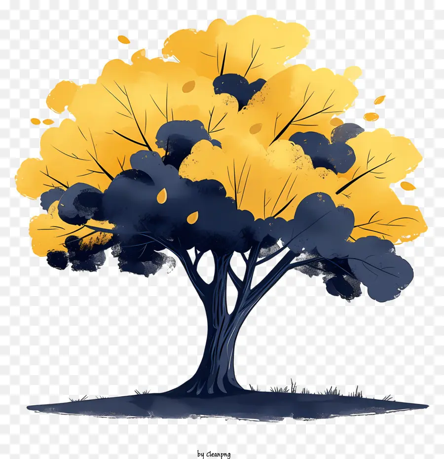 ต้นโอ๊ค，ต้นไม้ที่มีลำต้นสีเหลือง PNG