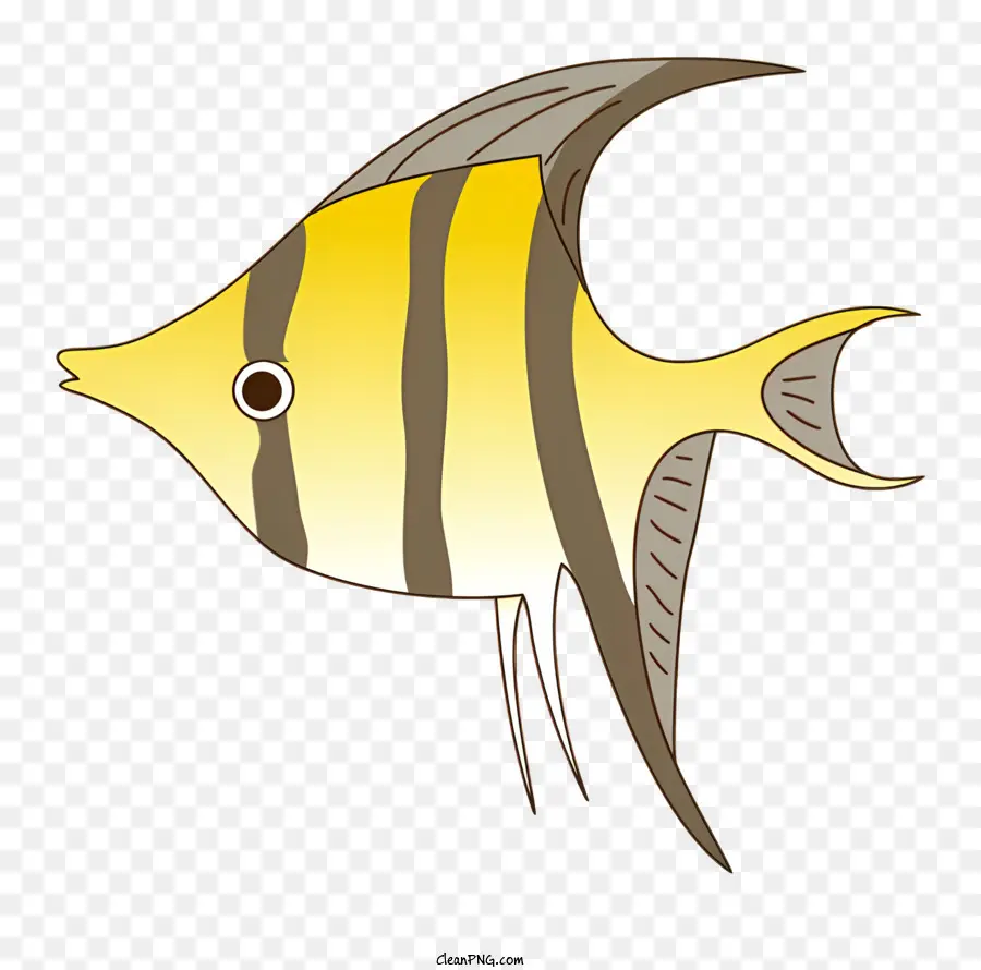 ปลา，ปลาแถบสีเหลืองและสีขาว PNG