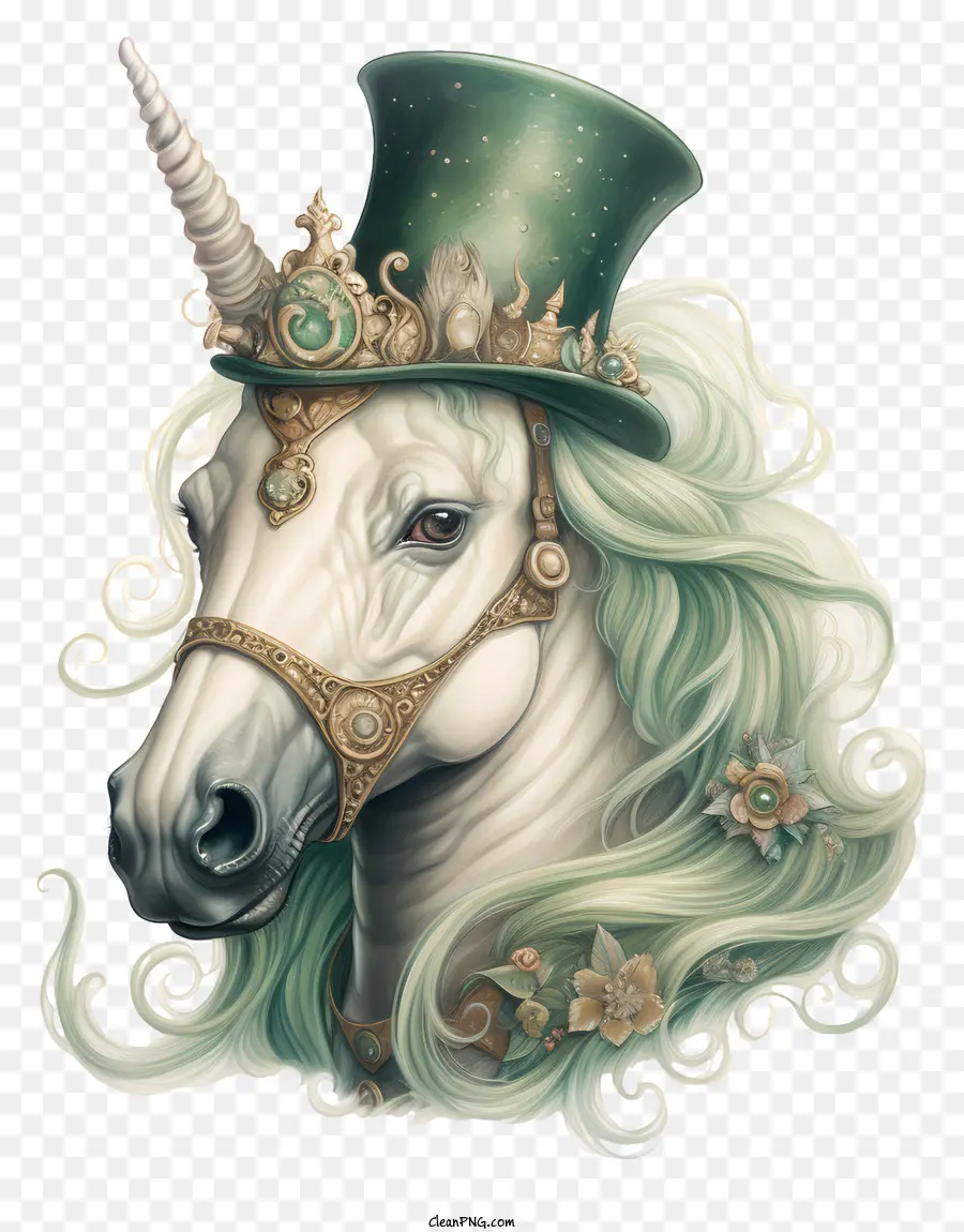 St Patrick Unicorn，ยูนิคอร์นกับหมวก PNG