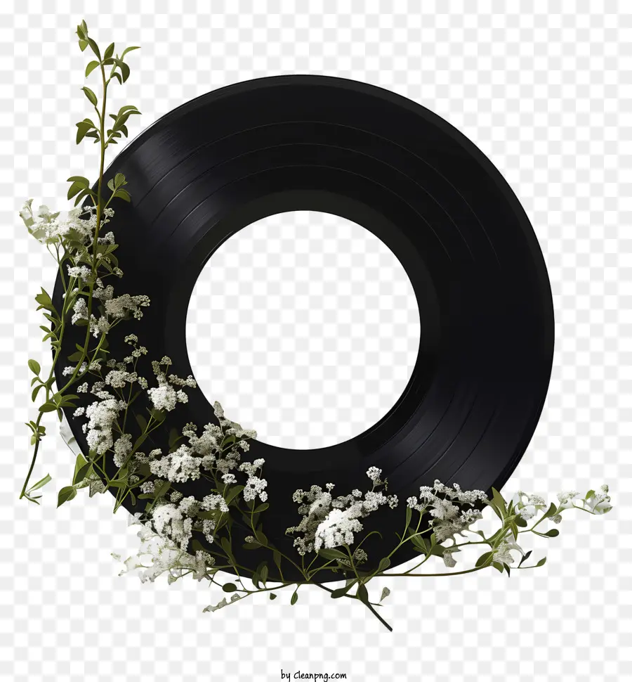 Vinyl บันทึก，ดอกไม้ออกแบบ PNG
