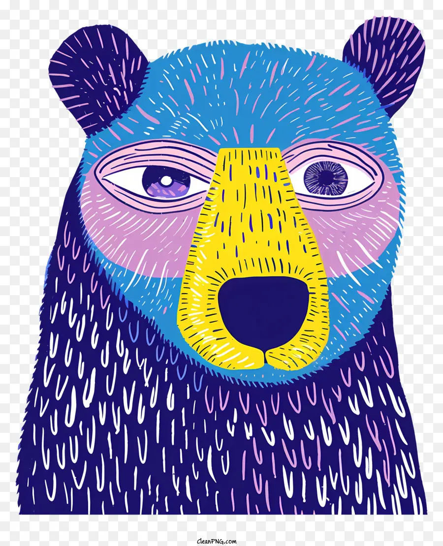 สีน้ำเงินหมี，หมีด้วยขนสีฟ้าและสีเหลือง PNG