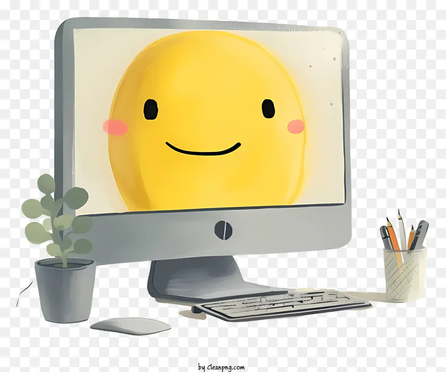 จอคอมพิวเตอร์，ภาพประกอบใบหน้ายิ้ม PNG