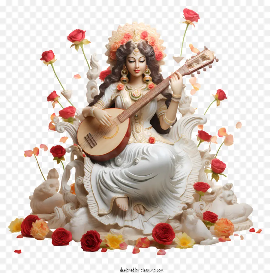 Saraswati Puja，เครื่องดนตรีเล่นเทพธิดา PNG