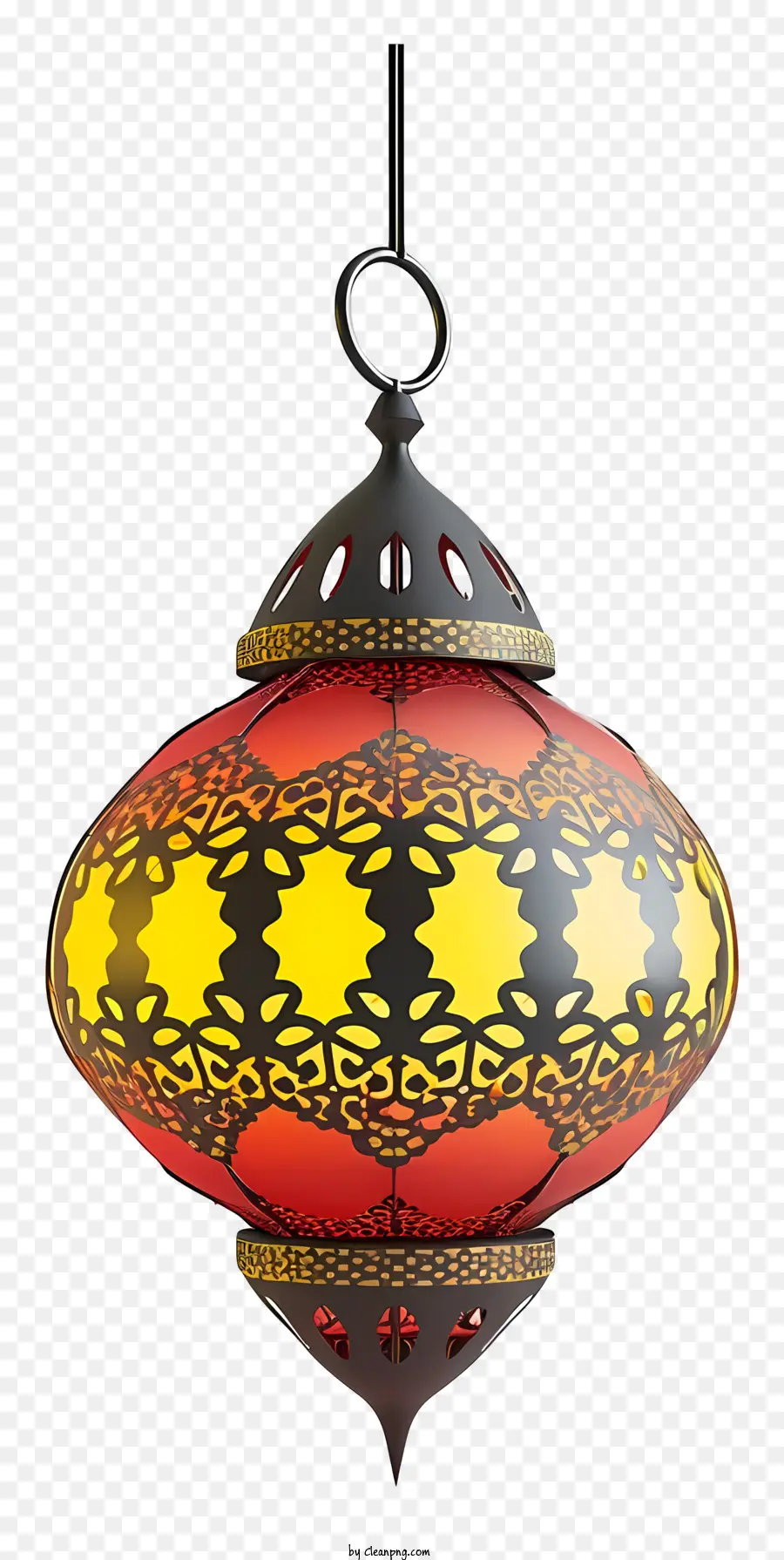 Islamic ตะเกียง，โคมระย้าสีแดงและสีเหลือง PNG