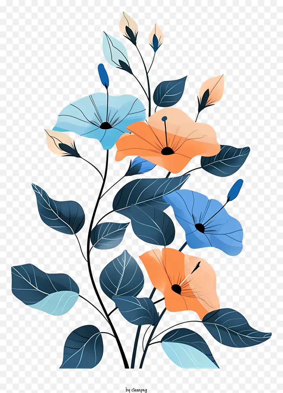 สีน้ำเงินดอกไม้，สอนจัดดอกไม้เด็กๆเขาตกลงกัน PNG