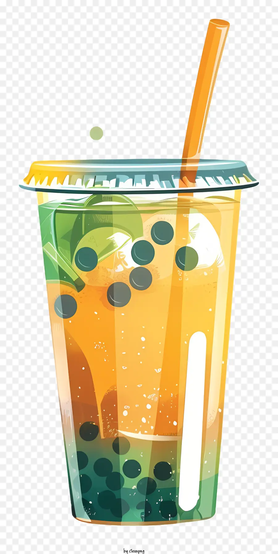 ฟองน้ำชา，สีส้มดื่ม PNG