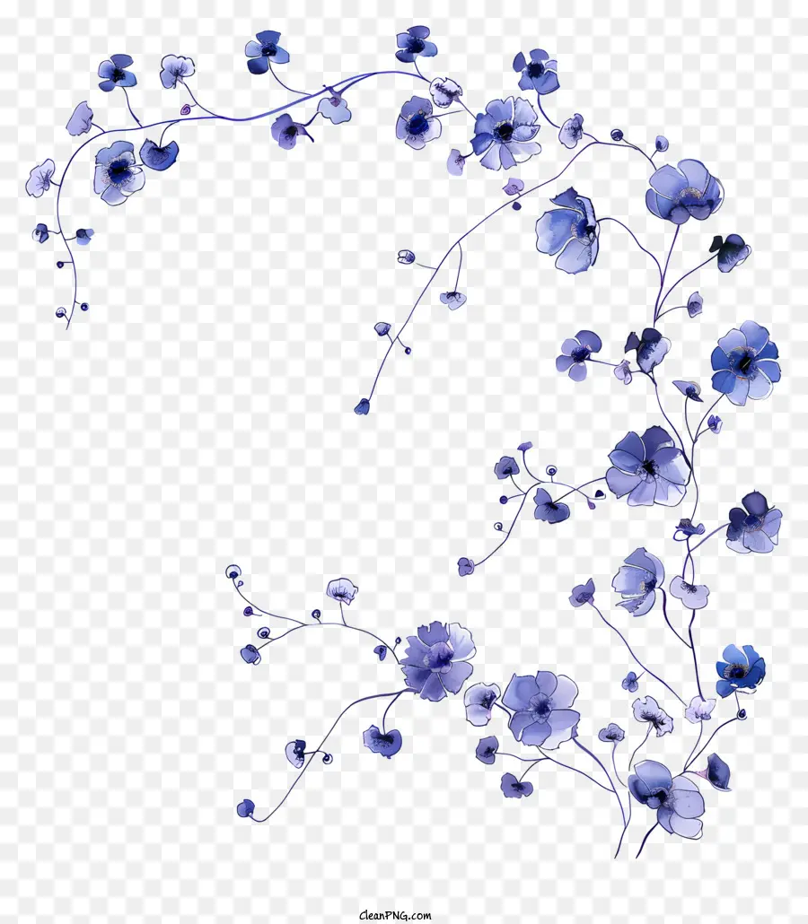 เถาดอกไม้สีฟ้า，สีน้ำเงินดอกไม้ PNG