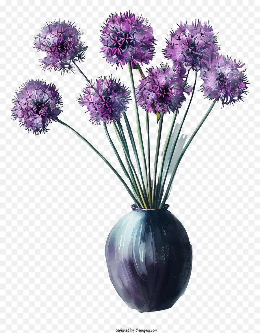 ดอกไม้ Allium Giganteum，ดอกไม้สีม่วงในแจกัน PNG