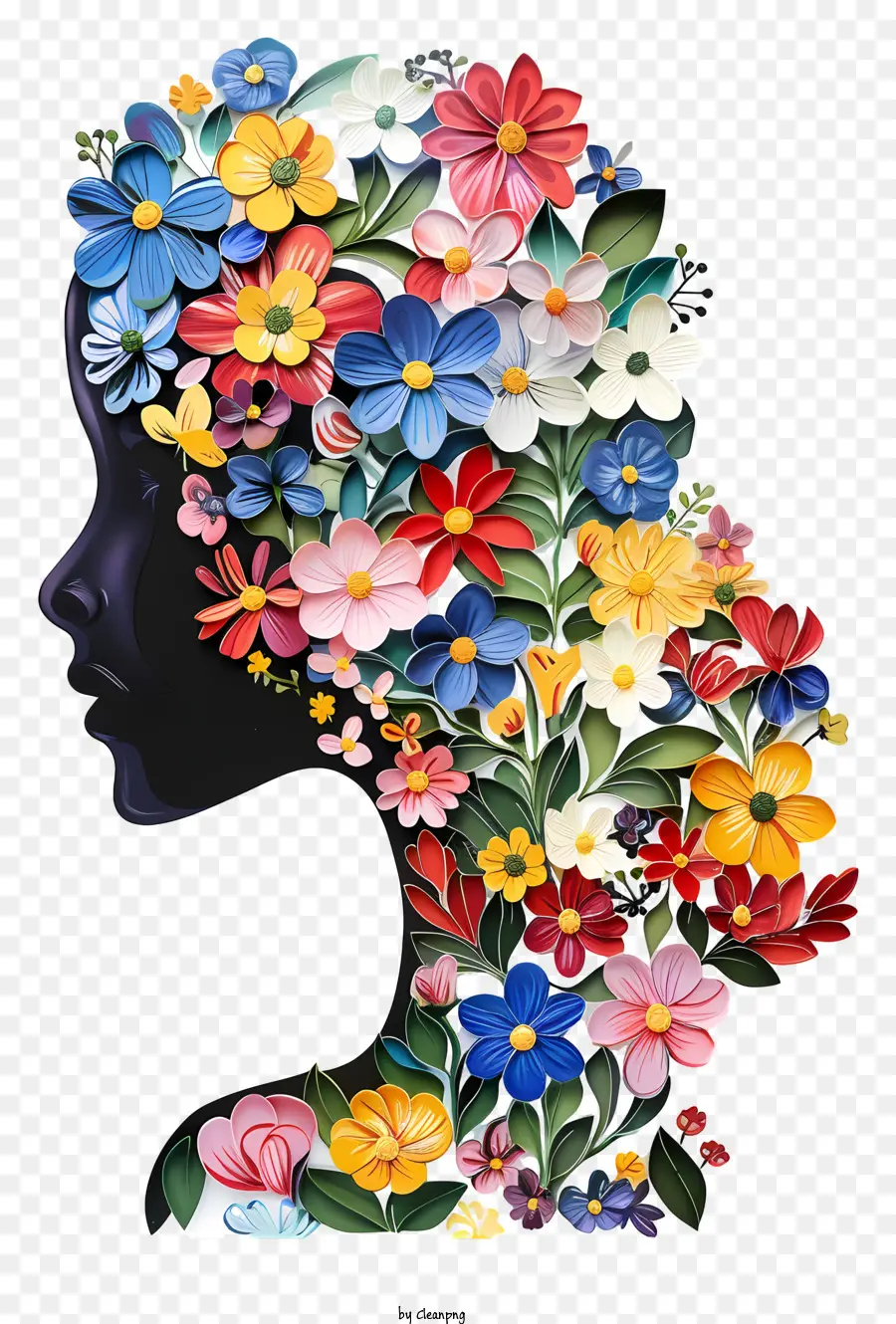 ศิลปะดอกไม้วันสตรี，ภาพวาดใบหน้าดอกไม้ PNG