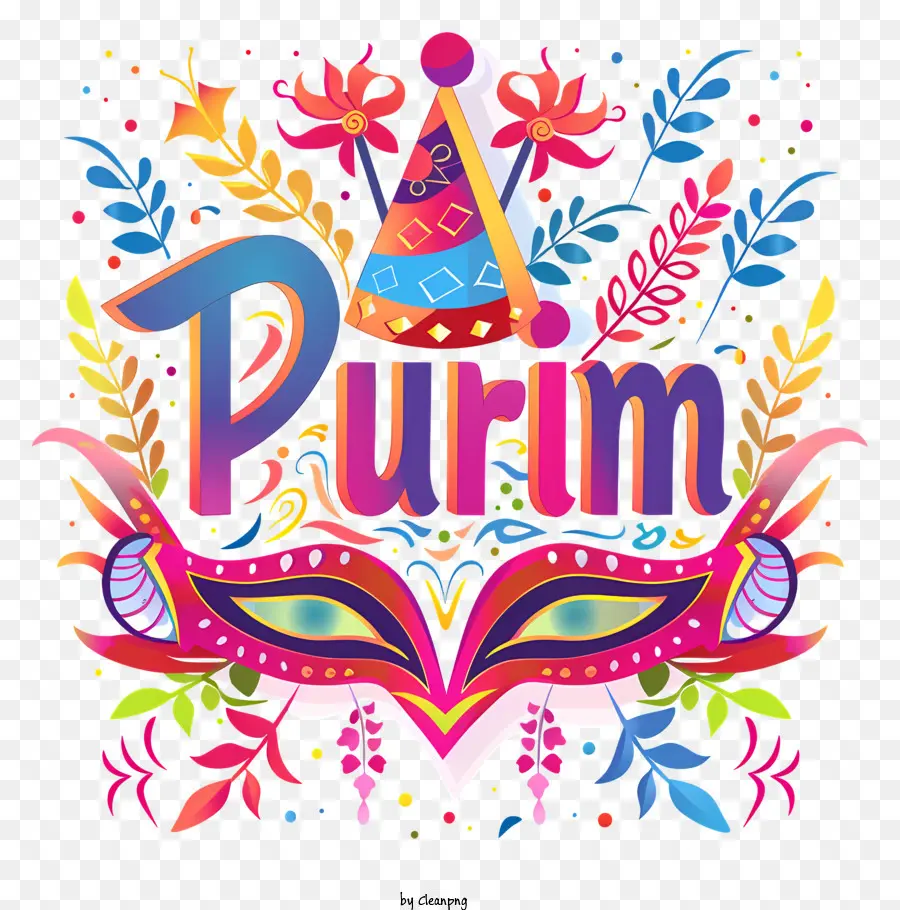 Purim，ข้อความ Purim สีสันสดใส PNG