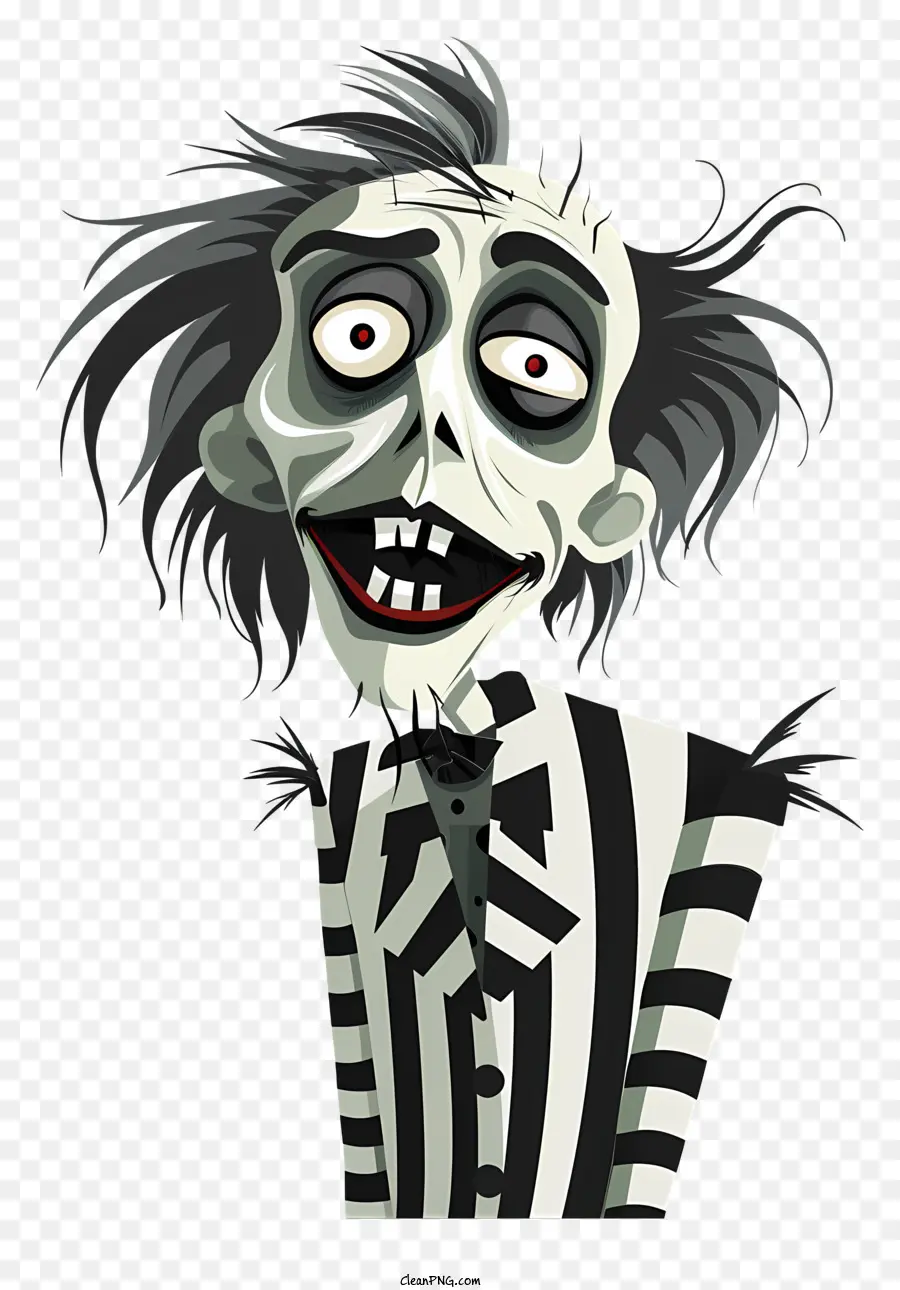 Beetlejuice，ตัวละครลายสีดำและสีขาว PNG