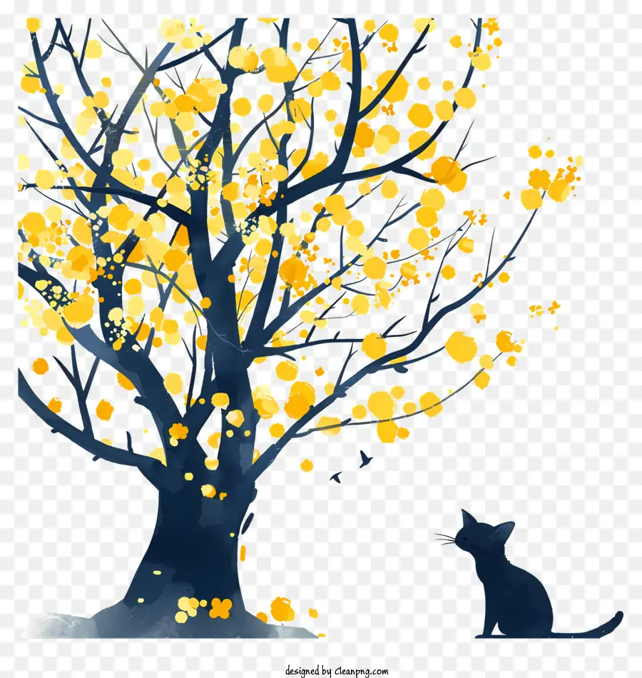 แมวใต้ต้นไม้，แมวดำ PNG
