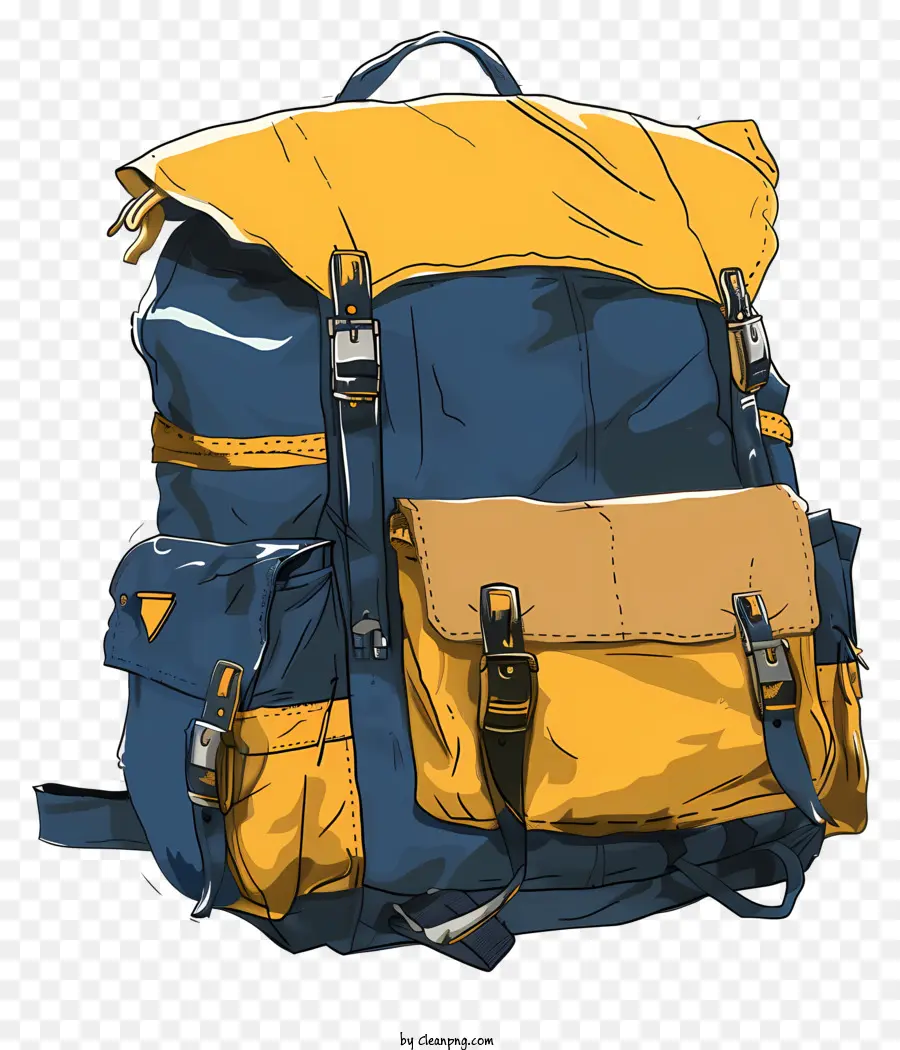 ซึ่งไม่ทำลายสิ่งแวดล้อมอย่ากระเป๋า，กระเป๋าเป้สะพายหลังสีน้ำเงินและสีเหลือง PNG