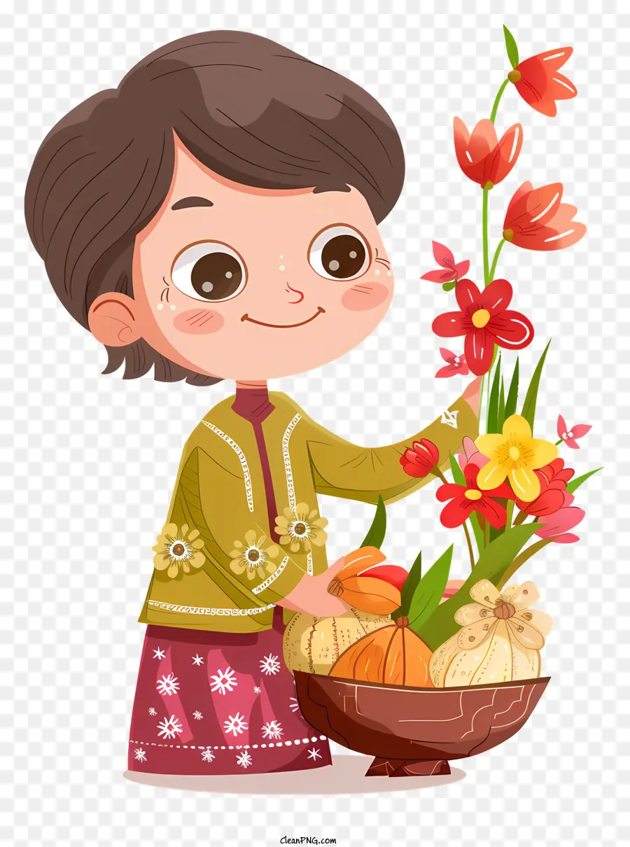 Happy Nowruz，การ์ตูนสาวกับดอกไม้ PNG