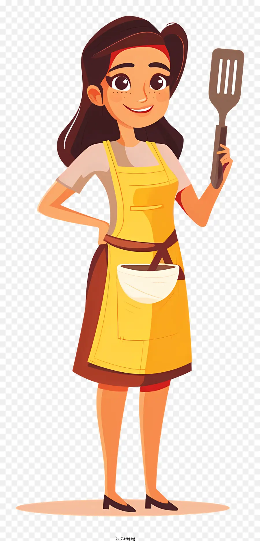 Cooking Woman Cartoon，ผู้หญิงที่มีไม้พาย PNG