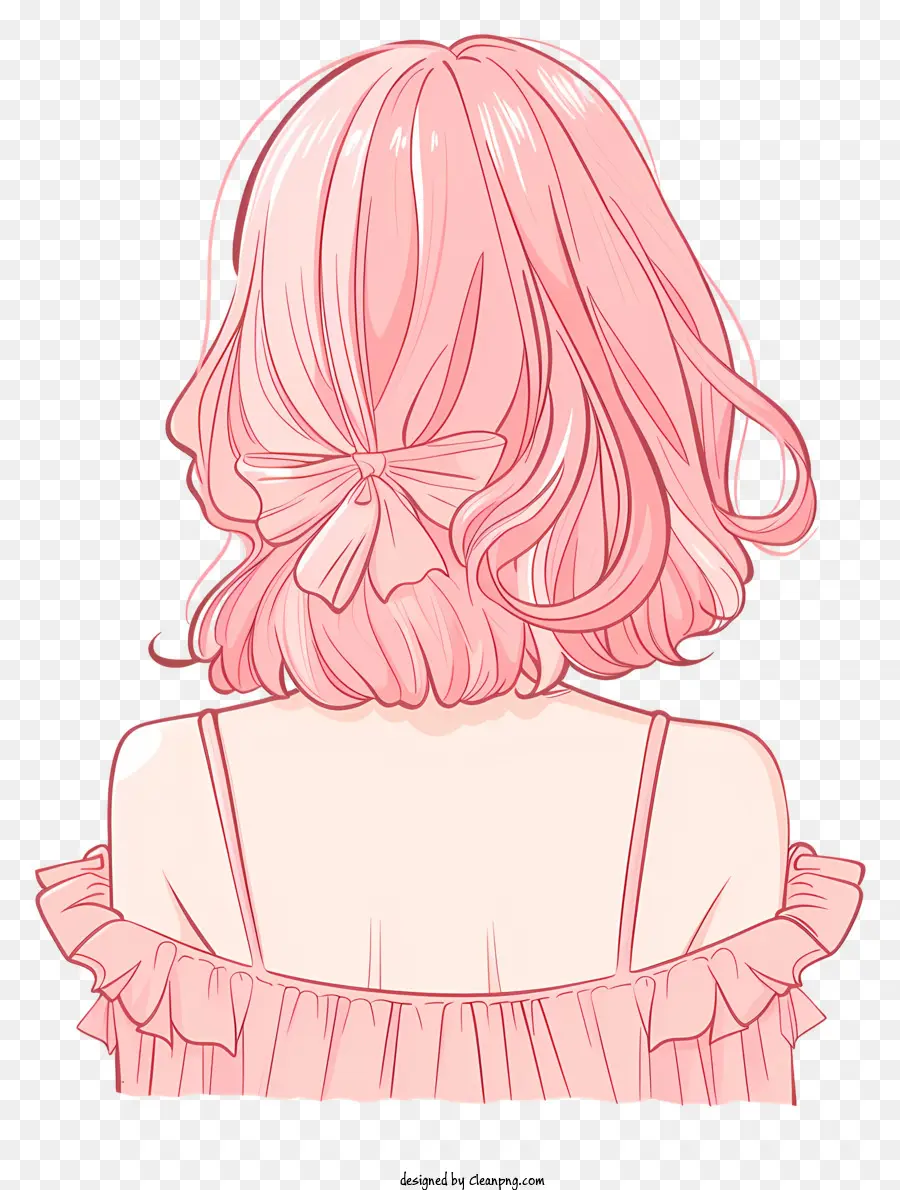 Spring Girl Backshot，ผมสีชมพู PNG