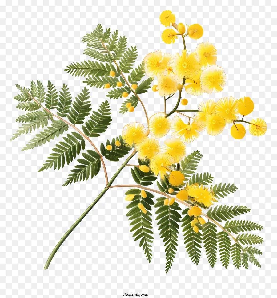Mimosa ดอกไม้，สีเหลือง PNG