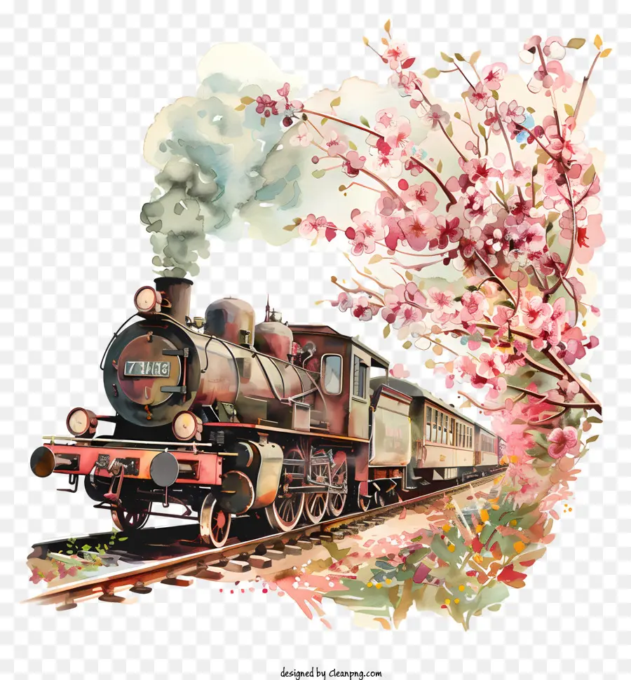 สนามฤดูใบไม้ผลิ，รถไฟโบราณ PNG