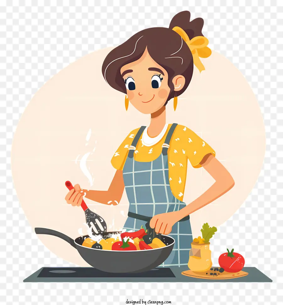 Cooking Woman Cartoon，ทำอาหาร PNG