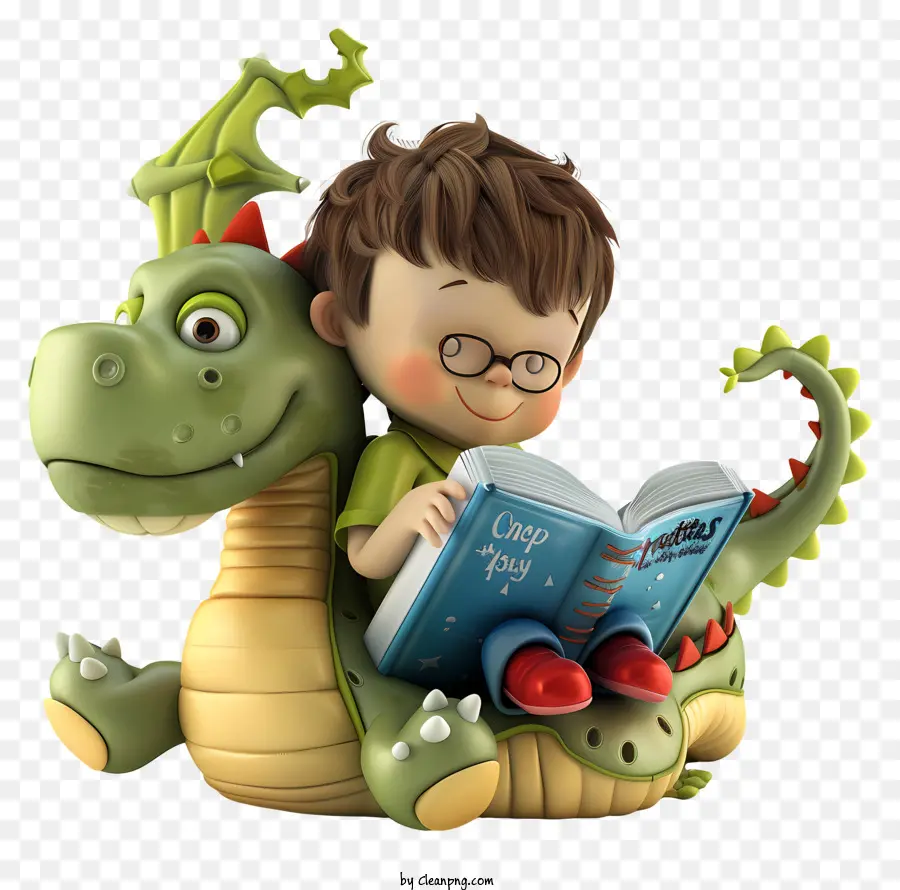 เรื่องราวก่อนนอนของเด็ก ๆ，Boy Reading Book กับ Dragon PNG