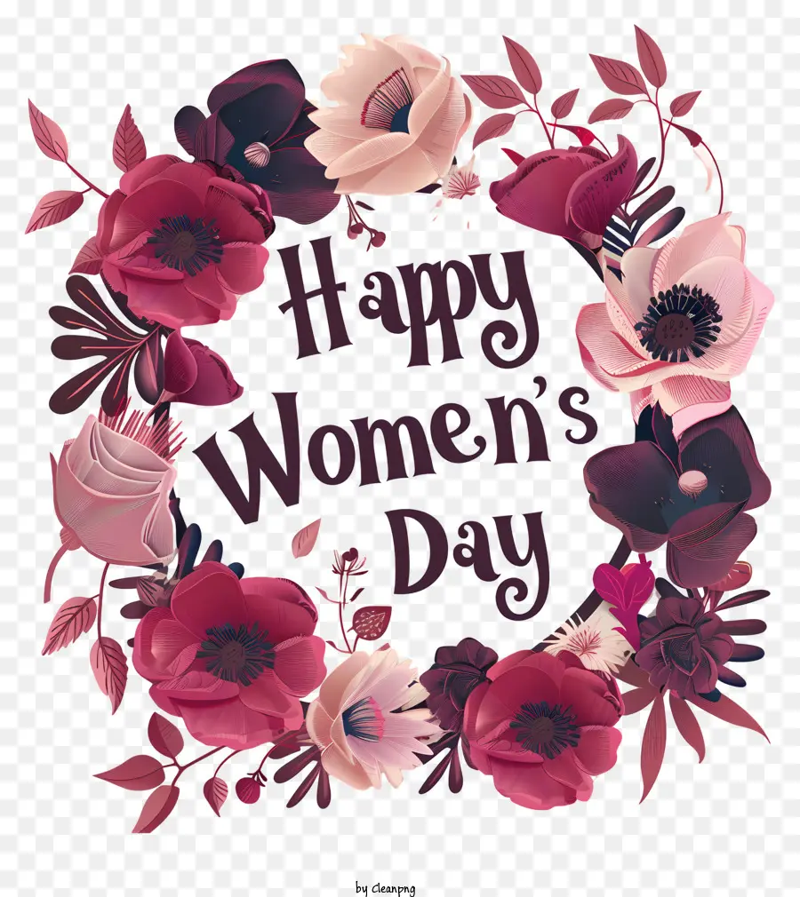 มีความสุข Womens วัน，สีชมพูและสีม่วงดอกไม้ PNG
