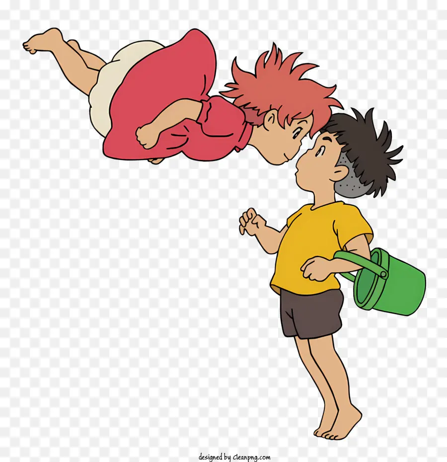 การ์ตูน Ghibli，Flying Girl And Boy PNG