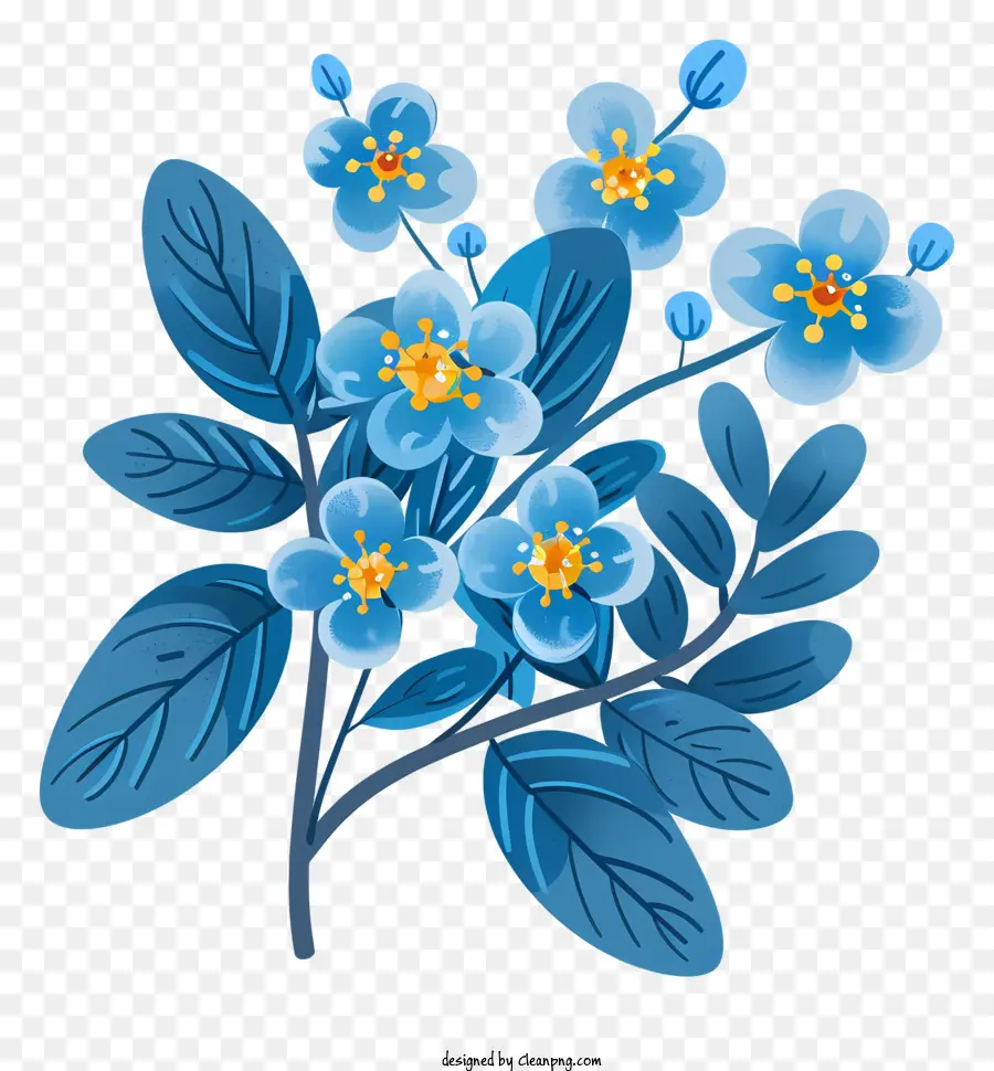 ลืมไปด้วยใบไม้，สีน้ำเงินดอกไม้ PNG