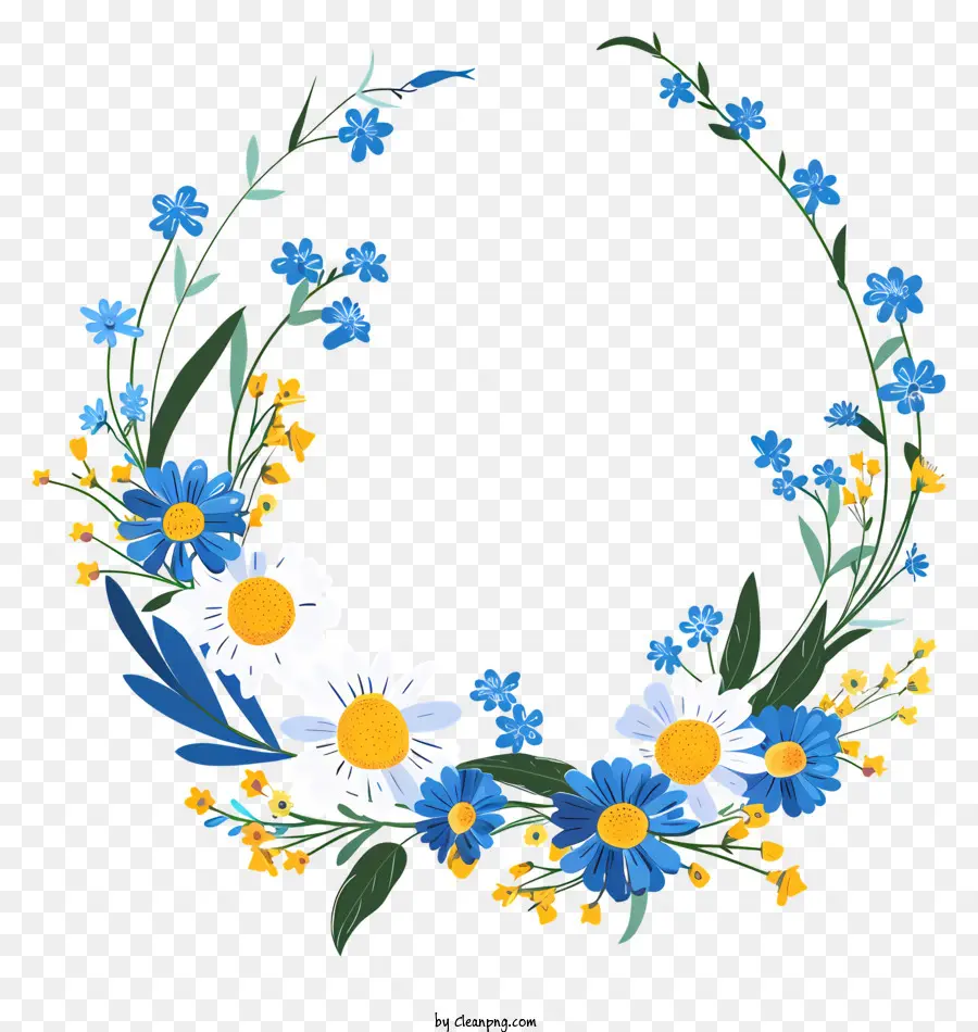ดอกไม้ Wreath，สีน้ำเงินดอกไม้ PNG