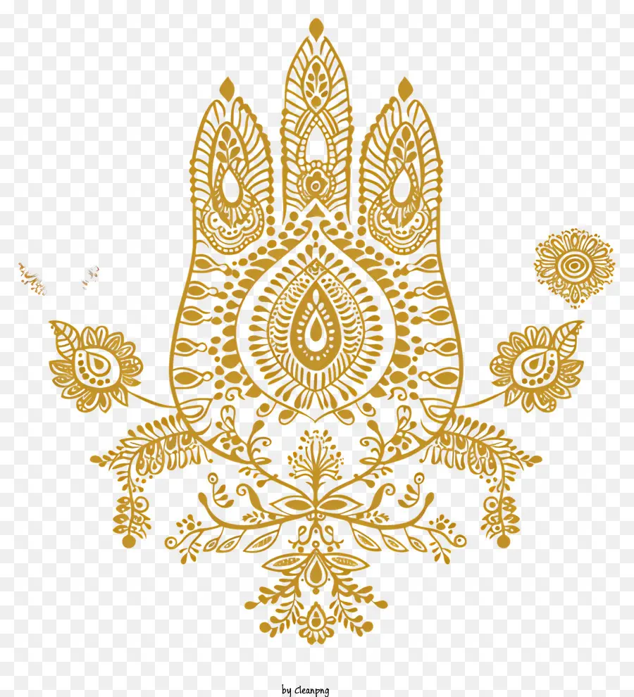 Mehndi，การออกแบบเฮนน่าทองคำ PNG